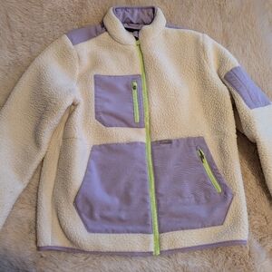 Figs Lavender and Cream Fleece Jacket